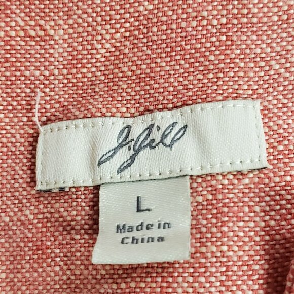 J Jill Womens Office Career Linen Button Up Jacket Size L Red Capsule Coastal - Picture 4 of 10